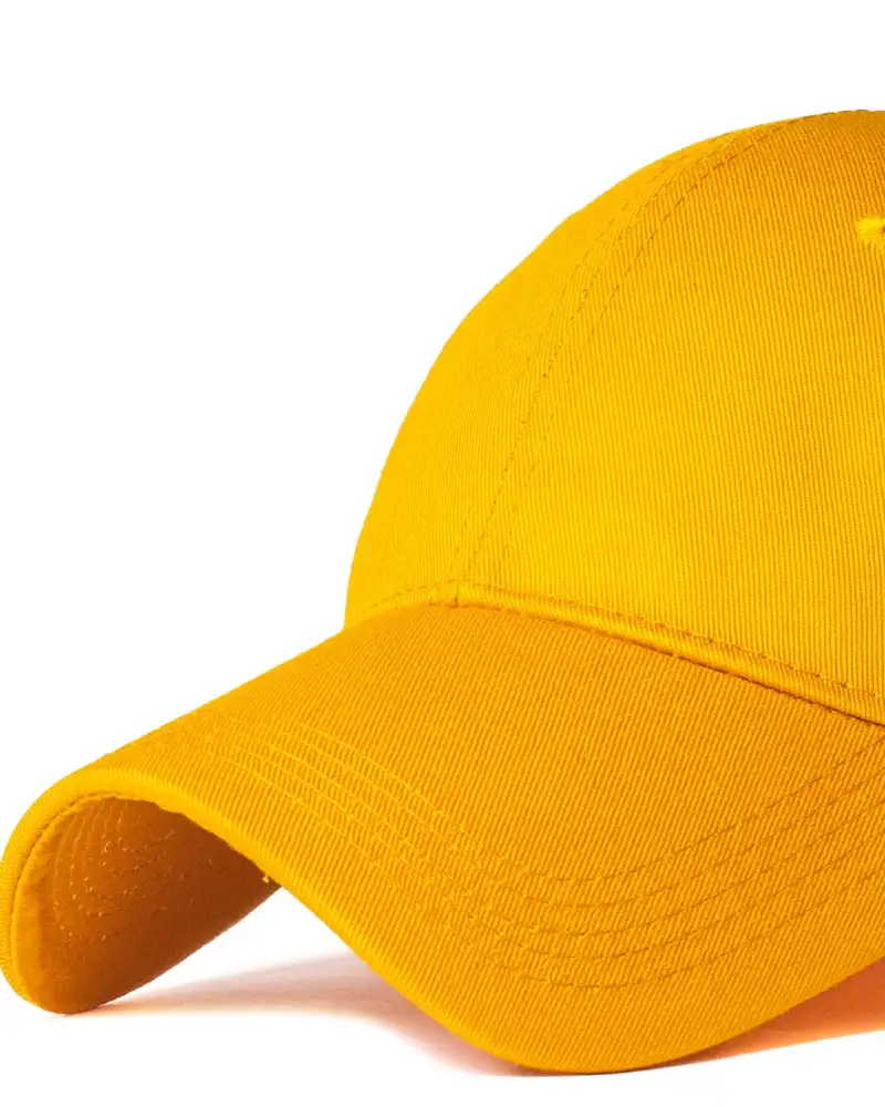 Mustard canvas cap, close-up
