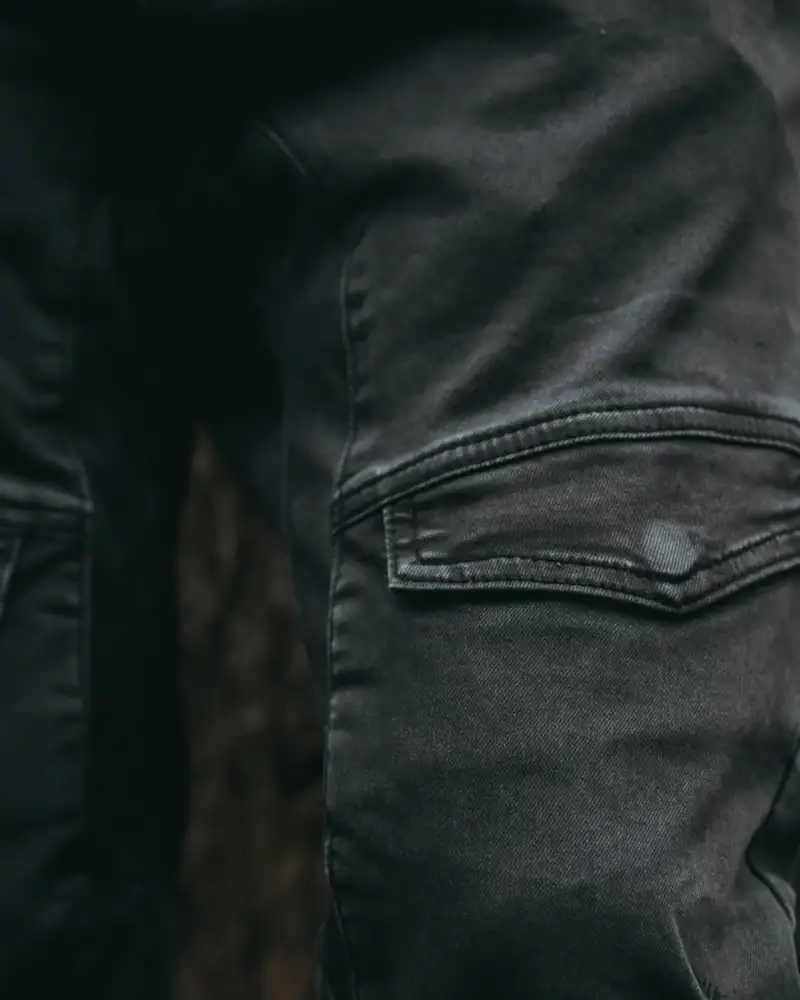 Ink cargo trousers with side pockets, close-up